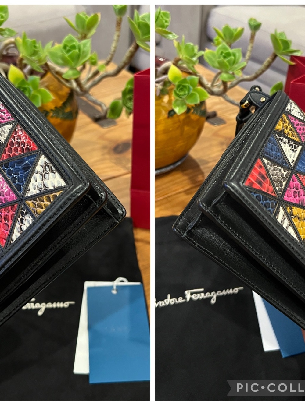 Salvatore Ferragamo Patchwork Geometric multicolored Pattern Shoulder bag! RARE! - Picture 6 of 17